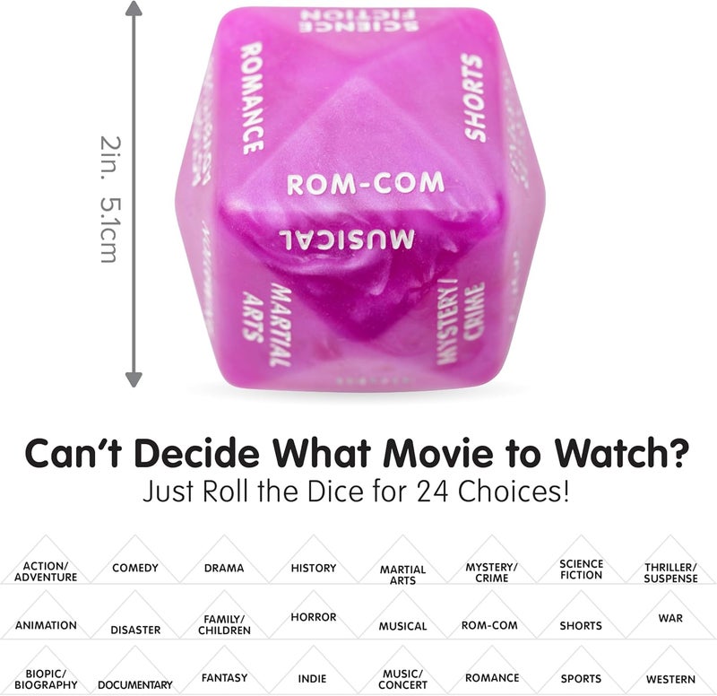 Itera Movie Dice - Fun Couples Movie Date Night Ideas 2"x2"x2" Decision Dice in Purple - Image 3